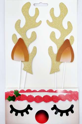 Christmas Reindeer Cake Topper Kit - Click Image to Close